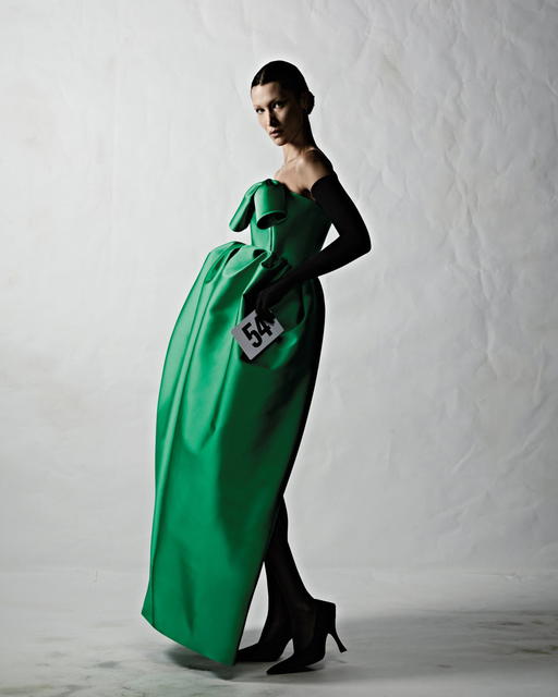 A look from Balenciaga's latest couture collection that's inspired by an archival creation