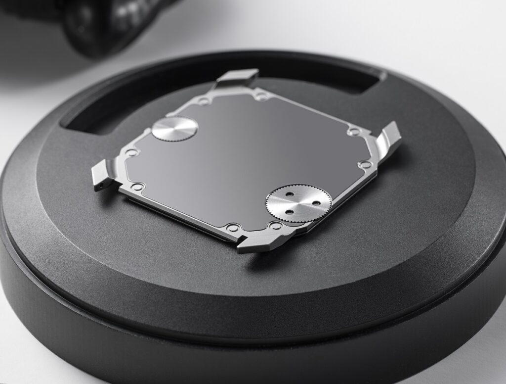 The Octo Finissimo Ultra’s caseback also serves as the watch’s movement baseplate, and is milled out of a single piece of tungsten carbide (Credit: Bulgari)