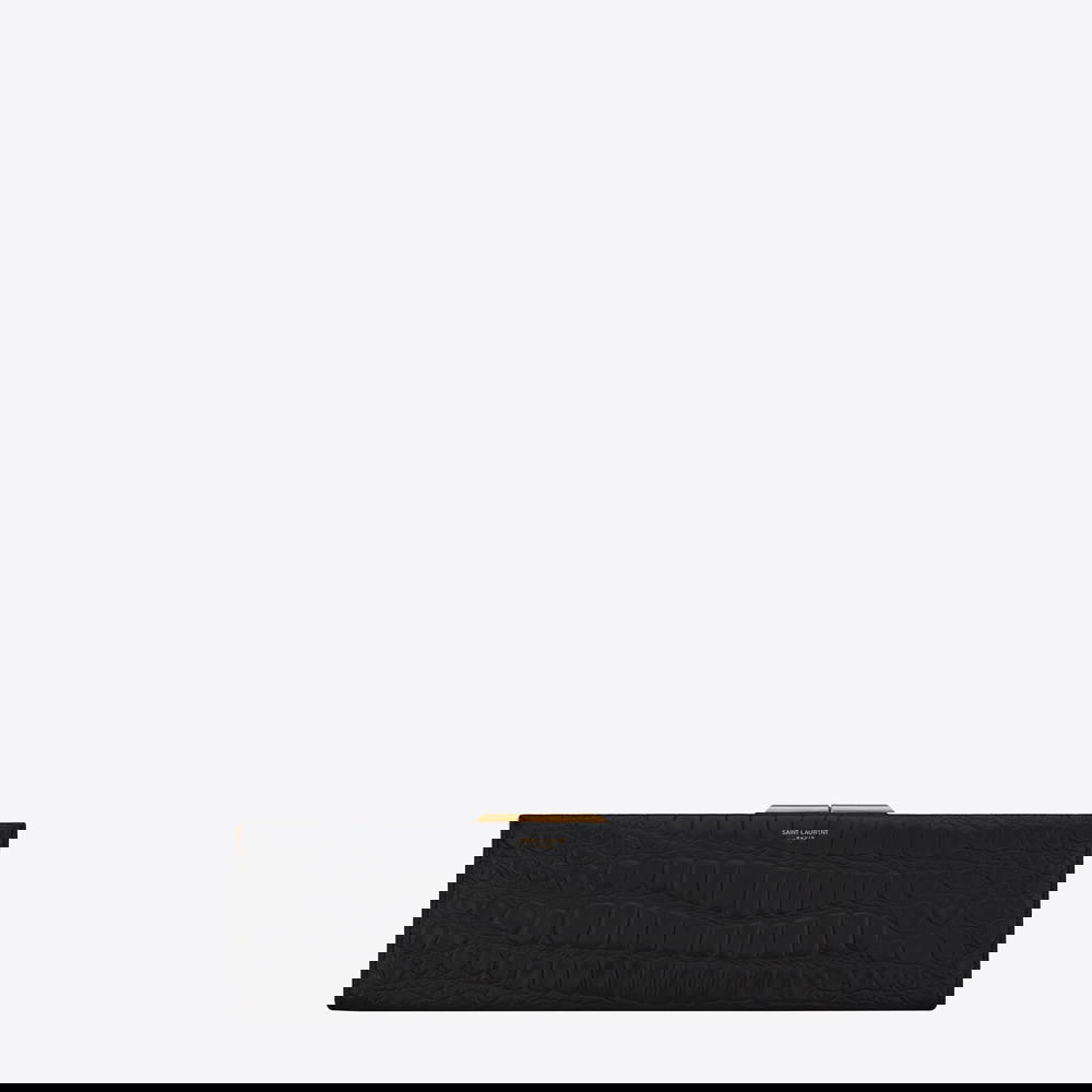 Large Midnight clutch in black crocodile embossed leather (Credit: Saint Laurent)