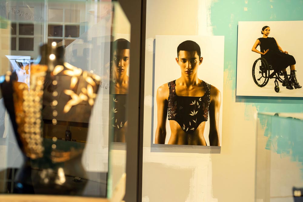 Putri Adif’s batik corset as worn by a male model from Misc. Managament (Credit: Asian Civilisations Museum)