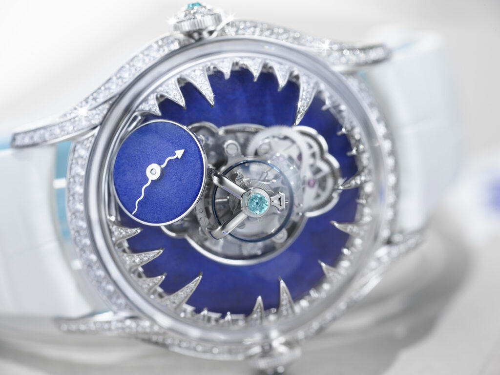 Each diamond-set stalagmite on the Legacy Machine Flying T ‘Ice’ is asymmetrically shaped and different (Credit: MB&F)