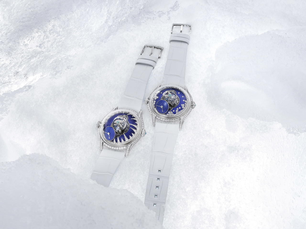 The Legacy Machine Flying T ‘Ice’ & ‘Blizzard’ timepieces (Credit: MB&F)
