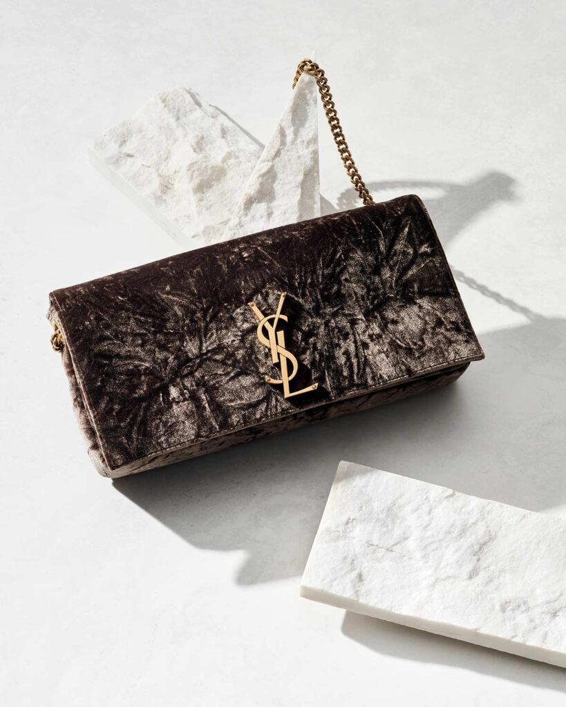Kate chain bag in velvet, from Saint Laurent