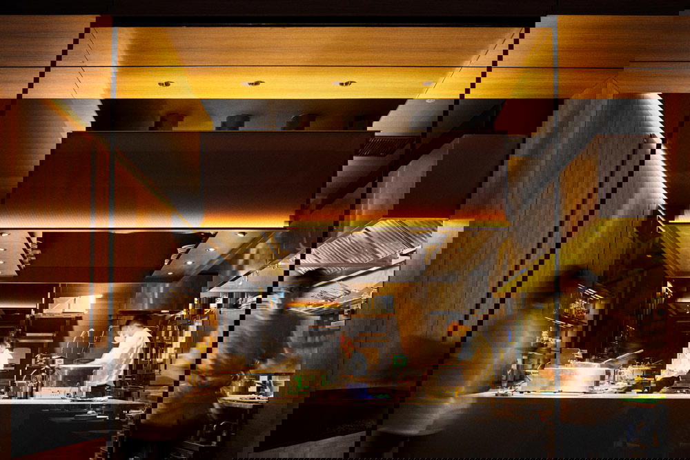 The open-air kitchen at the back of Poise