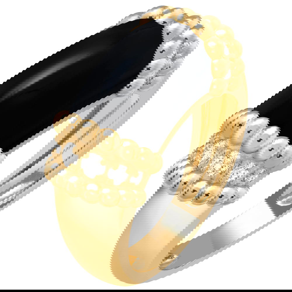 Perlée couleurs rings in yellow gold with onyx and diamonds, from Van Cleef & Arpels