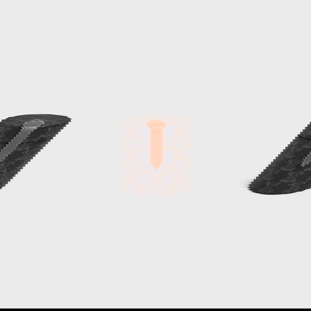 Candle holder in Triomphe canvas and smooth calfskin, by Celine