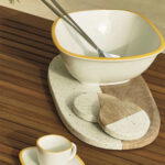 Augustine granite and wood serving board