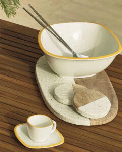 Augustine granite and wood serving board