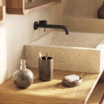 (left) Berdolina brown ceramic soap dispenser