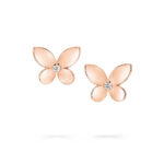 Butterfly mini earrings in rose gold with diamonds