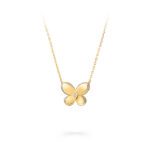 Butterfly mini pendant in yellow gold with diamond