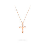 Cross pendant in rose gold with pavé diamonds