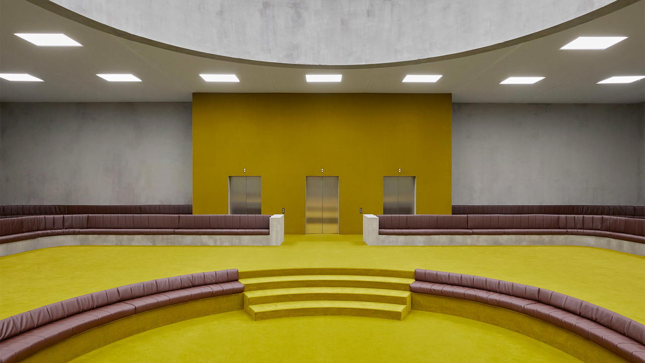 Showed at the Gucci Hub, the seats of the show space were made form Demetra, Gucci's eco-friendly material (Credit: Gucci)