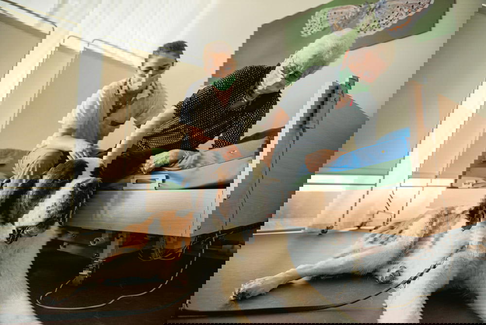 The Saint Bernards also visit care homes, bringing joy to residents