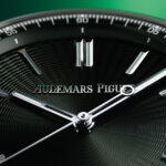 Elongated white gold hour-markers coated in Super LumiNova replace the Arabic numerals of the earlier models, while the hands have been faceted, polished, flattened and coated in Super LumiNova (Credit: Audemars Piguet)