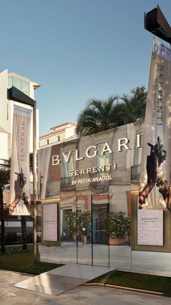 Bulgari’s immersive Serpenti by Refik Anadol AI experience at the Thyssen-Bornemisza National Museum in Madrid (Credit: Bulgari)