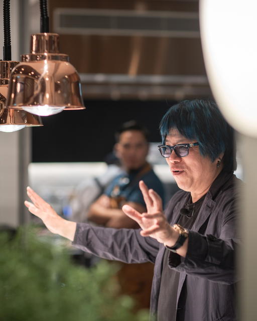 Chef Alvin Leung's trademark image encompasses&nbsp;colour-streaked hair, cross earrings and sunglasses (Credit: The Capitol Kempinski Hotel Singapore)