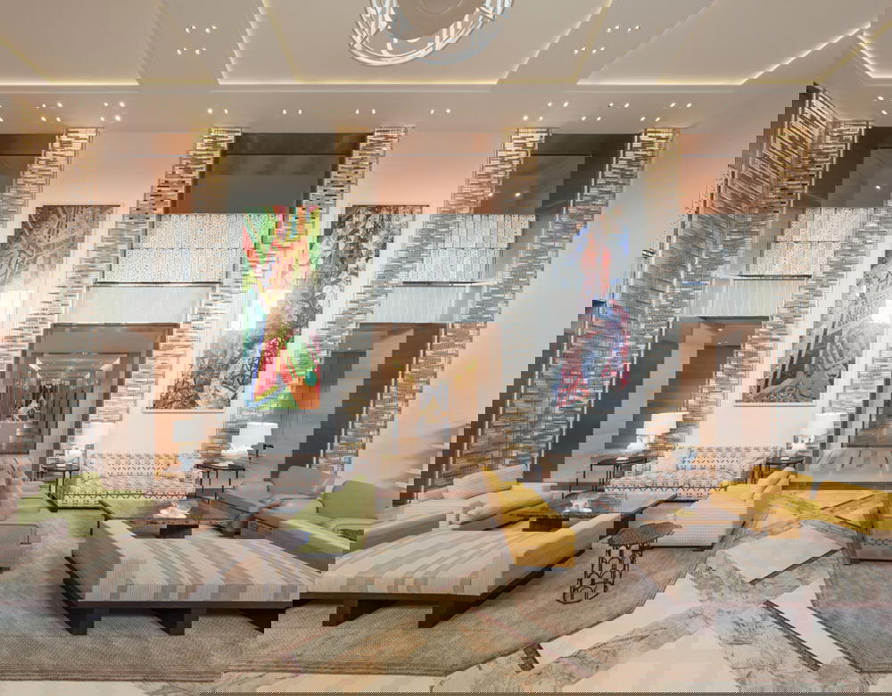 Two artworks by Vik Muniz greet guests at the lobby (Credit: Alexandre Tabaste)