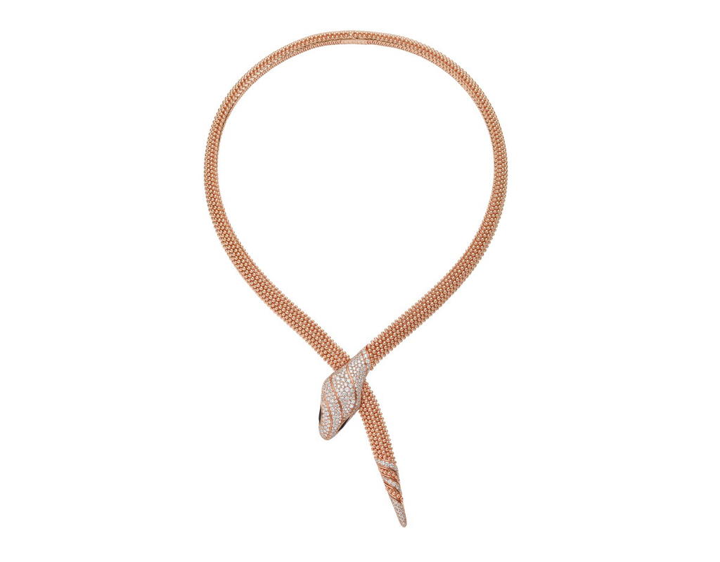Serpenti High Jewellery necklace in rose gold with diamonds and onyx (Credit: Bulgari)