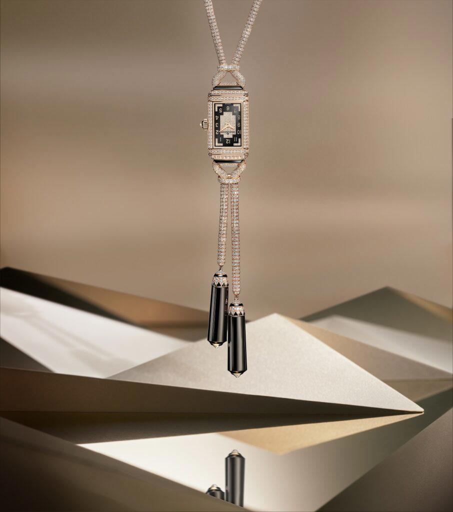 Reverso Secret Necklace (dial side) in pink gold with diamonds and onyx (Credit: Jaeger-LeCoulture)