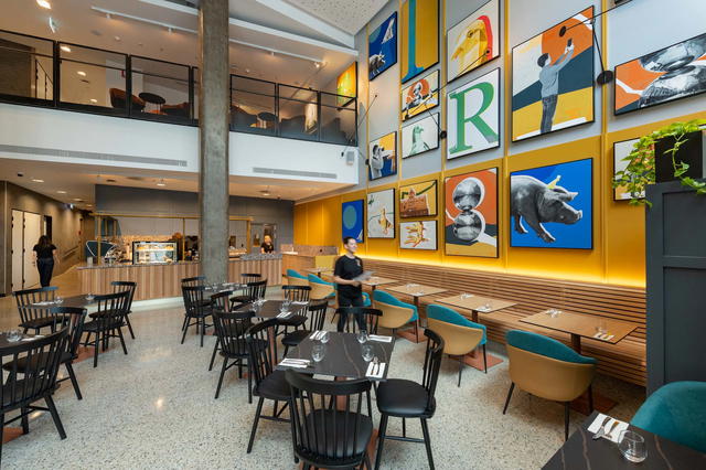 The artwork from Rundle Mall, now on the walls of the cafe of TRYP by Wyndham Adelaide