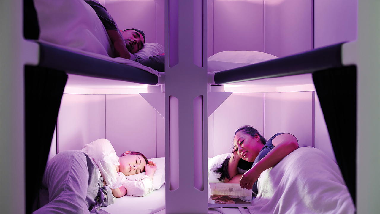 The upcoming Skynest—sleep pods available on long-haul flights on Air New Zealand (Credit: Air New Zealand)