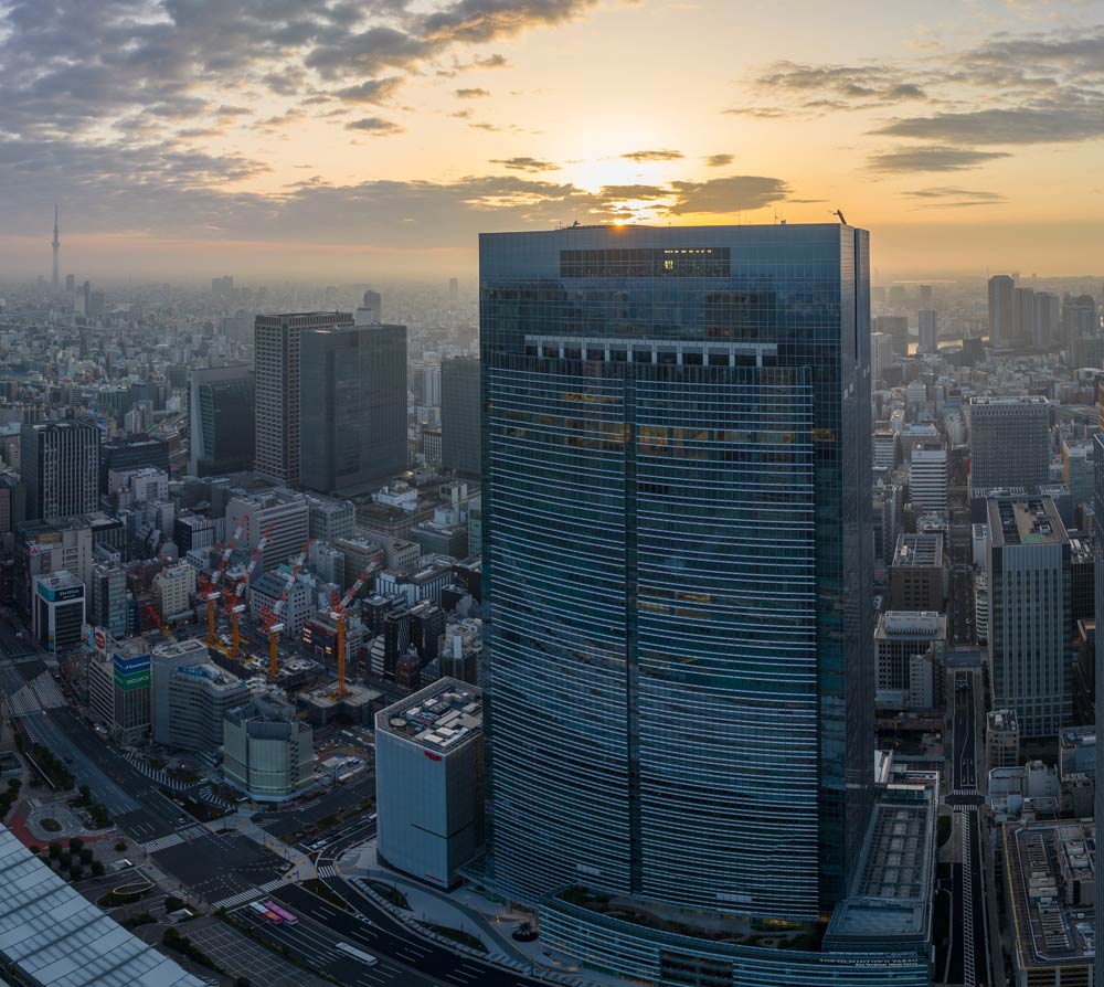 A bird's-eye view of the Bulgari Hotel Tokyo