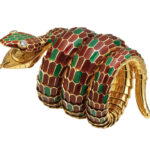 Serpenti watch from the Heritage Collection in gold and enamel (Credit: Bulgari)
