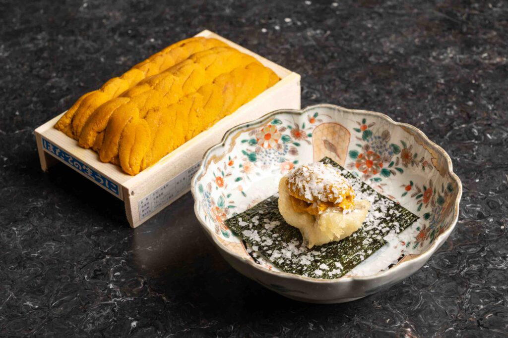 Conger eel with murasaki uni