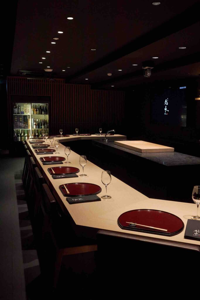 The 12-seater interior of Kappo Shunsui with the chef's counter taking centre stage