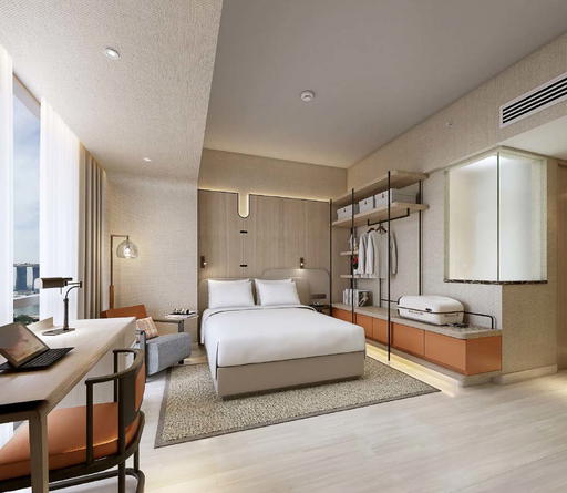 A render of the king bedroom in Wyndham Singapore
