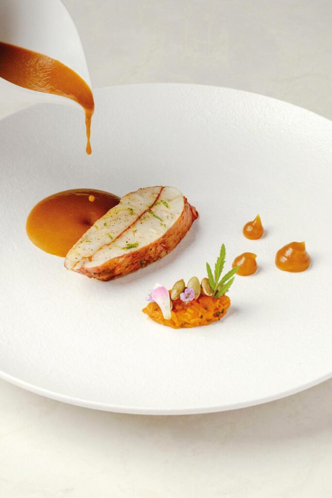 Mono’s Fukuoka kinmedai served with Venezuelan fosforera and pumpkin from the New Territories