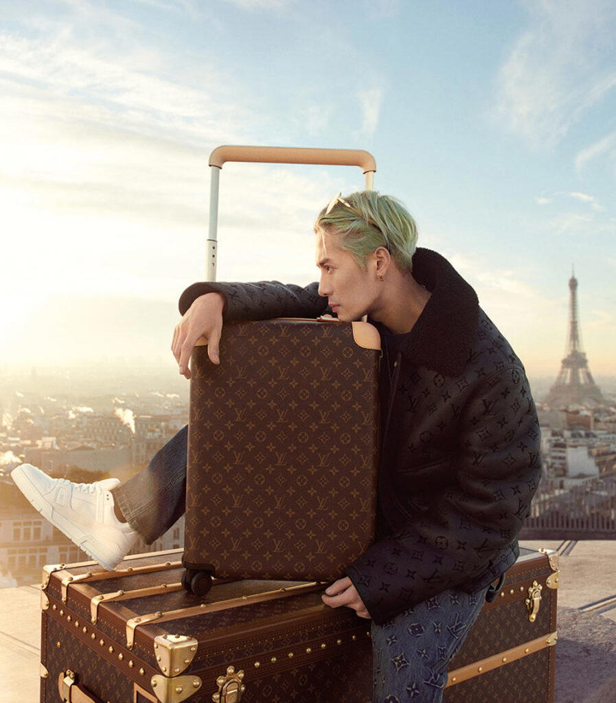 Jackson Wang with the Horizon luggage in Monogram canvas (Credit: Louis Vuitton)
