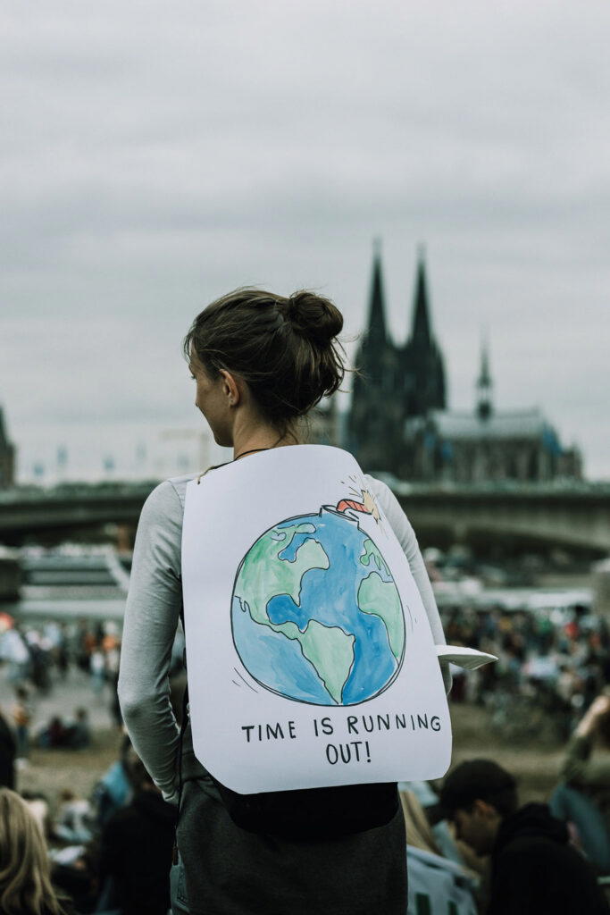 A protester at a climate change rally