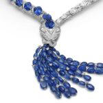 Mediterranean Sapphire Serpenti necklace features nine sapphires weighing 40.81 cts and 80 oval-shaped sapphire beads totalling 116 cts (Credit: Bulgari)