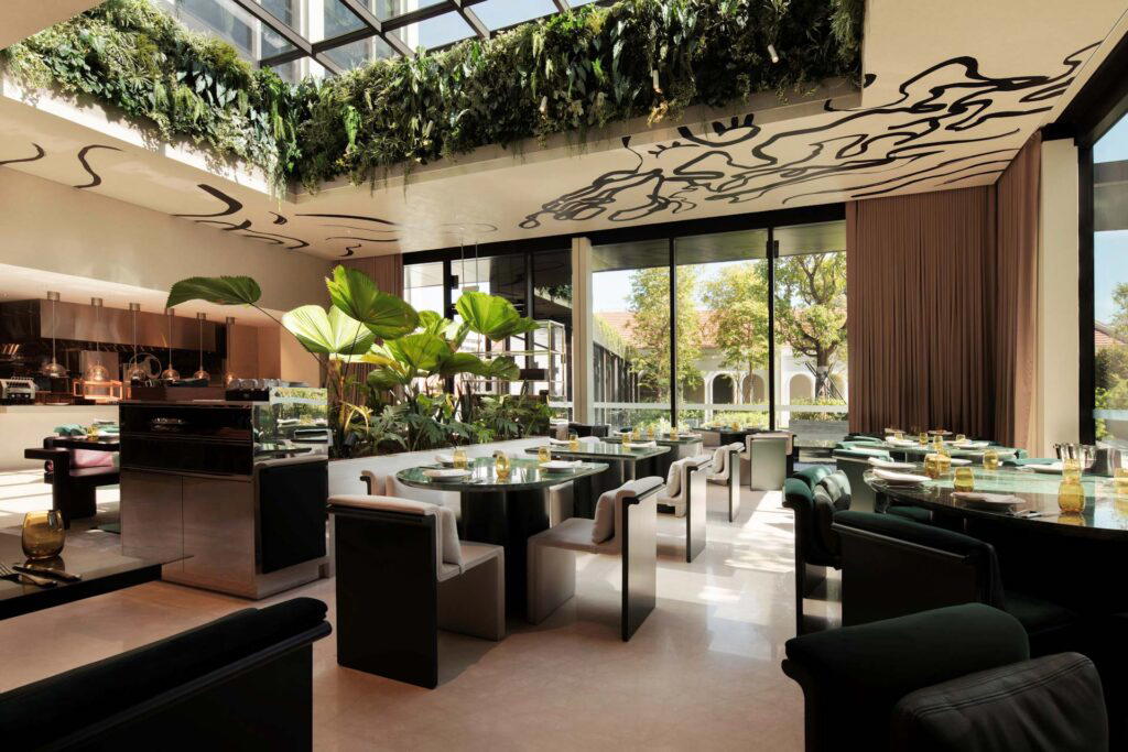 Bottega di Carna's interior is dominated by the sunlight streaming in through the rooflight