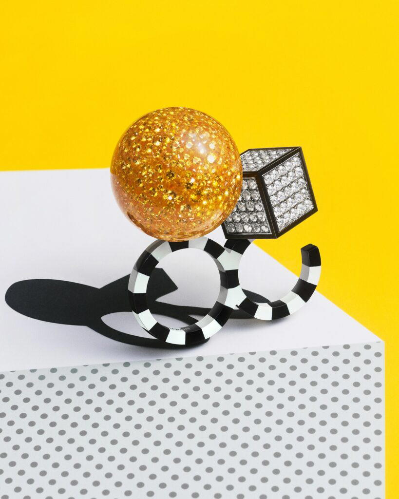 This Is Not a Ring ring in resin, titanium and white gold with diamonds, yellow sapphires and rock crystal (Credit: Boucheron)