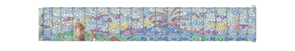 Escale sur la baie bracelet in white and rose gold with coloured sapphires, tsavorite, spessartite garnets and diamonds (Credit: Van Cleef & Arpels)