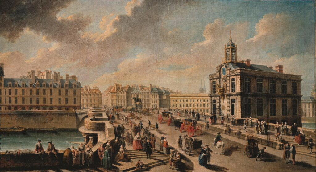 View of the Pont Neuf and the Samaritaine pump seen from the Quai de la Megisserie in Paris, by Nicols Raguenet (1715-1793) (Credit: Scala Archives)