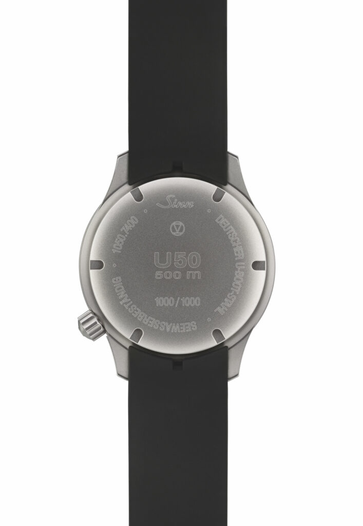 The engraved caseback on the U50 DS (Credit: Sinn)