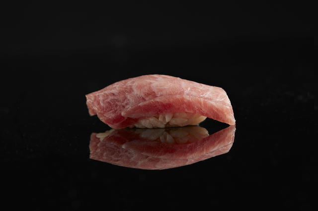 Shimofuri otoro, cut from the underbelly of the bluefin tuna