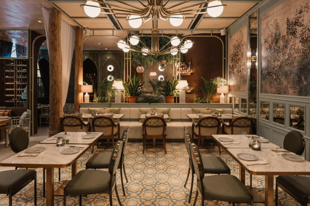 The restaurant pays homage to the outdoor cafes and courtyards typically seen in the Lebanese capital