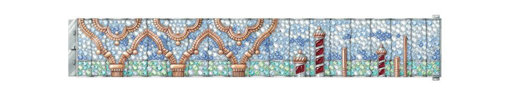 Escale au palais bracelet in white and rose gold, with sapphires, rubies, blue and green tourmalines, tsavorite garnets and diamonds (Credit: Van Cleef & Arpels)