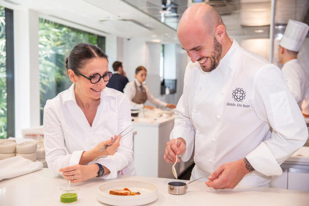 Pereira worked with Anne-Sophie Pic (left) to develop the summer menu that heralds his debut
