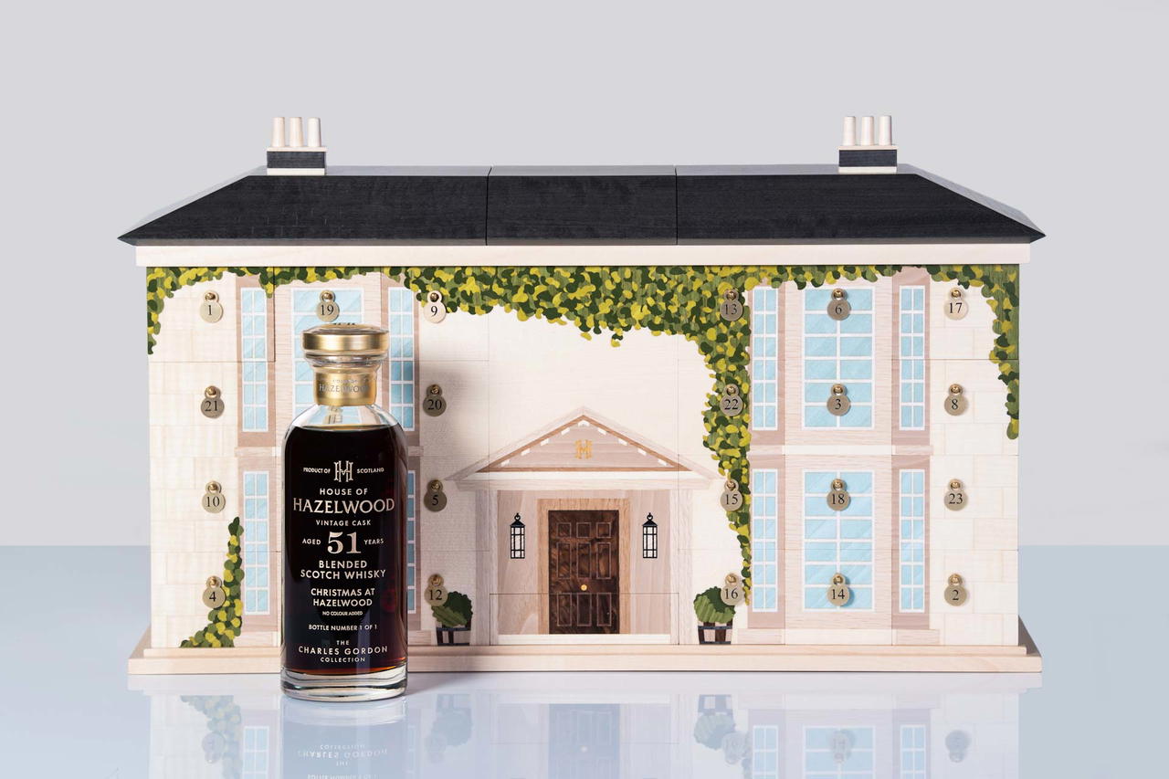 Christmas at Hazelwood is a 51-Year-Old blended Scotch whisky released as part of a one-of-a-kind whisky advent calendar inspired by the Gordon family’s ancestral home, Hazelwood House
