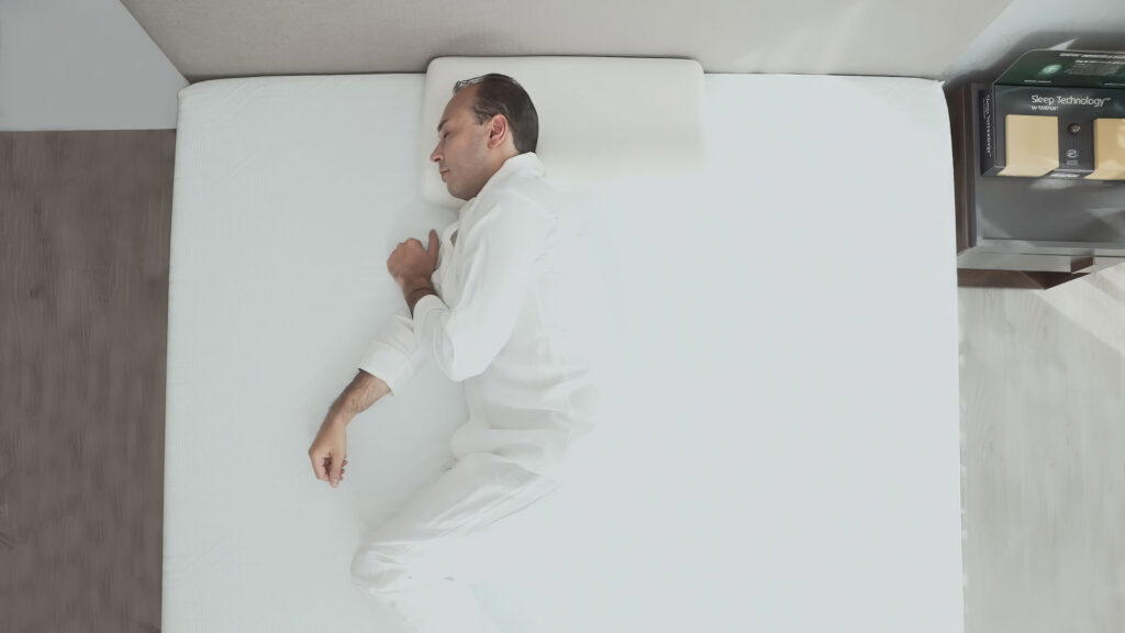 Dr Richard Kissun lies down on his Tempur Pro, the brand’s most advanced pressure relief mattress
