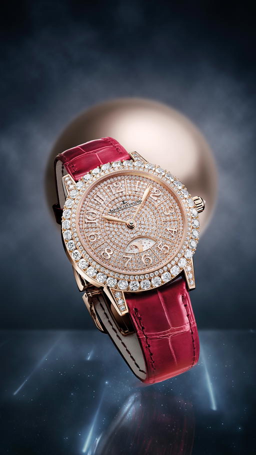 Rendez-Vous Dazzling Night & Day in pink gold with diamonds and alligator strap