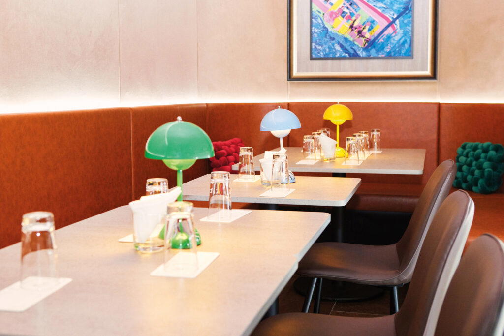 The second-floor bar serves sophisticated cocktails