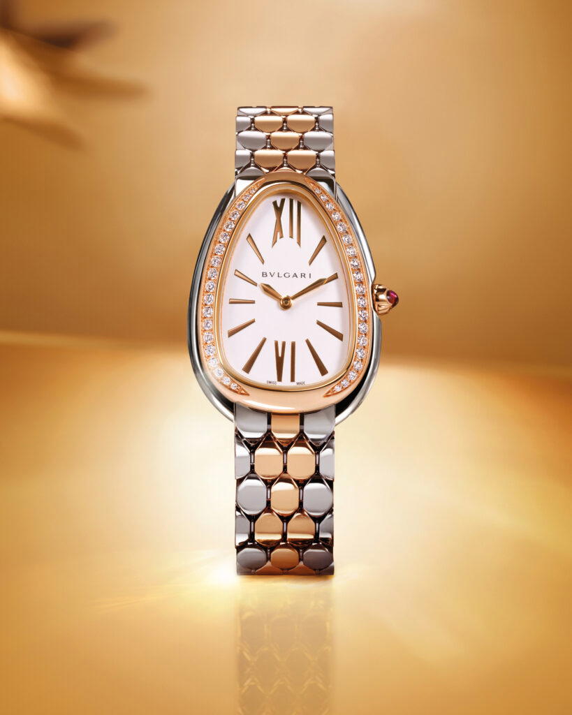 Serpenti Seduttori in steel and rose gold with diamonds