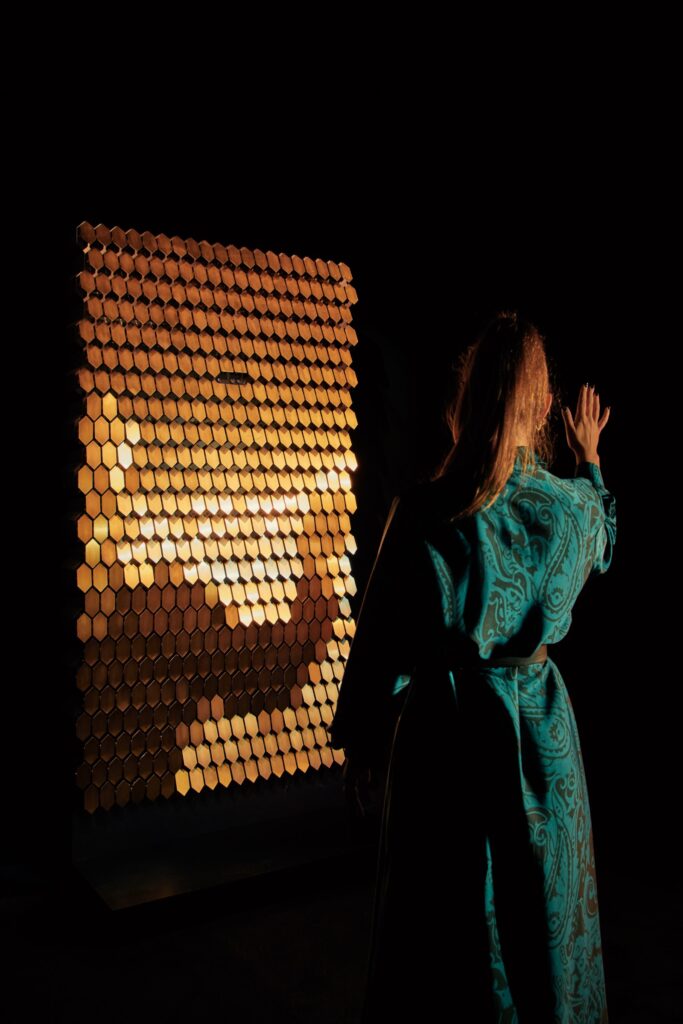 Daniel Rozin’s work at the Bulgari Serpenti Factory in Milan, a multi-sensorial tribute to the iconic Serpenti told through jewels, watches, videos, archive materials, kinetic sculptures, video installations and other art forms (Credit: Bulgari)